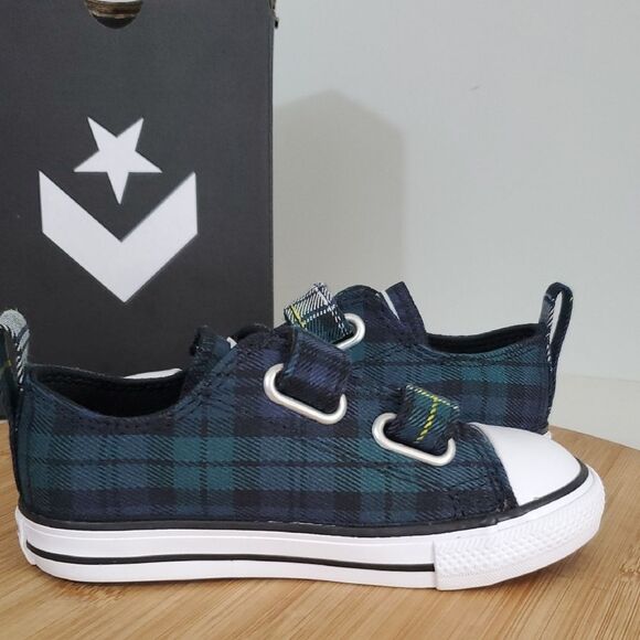 Converse Infant/Toddler CTAS 2V OX Green Plaid Low Top Shoes Size 8 NIB - Picture 6 of 10